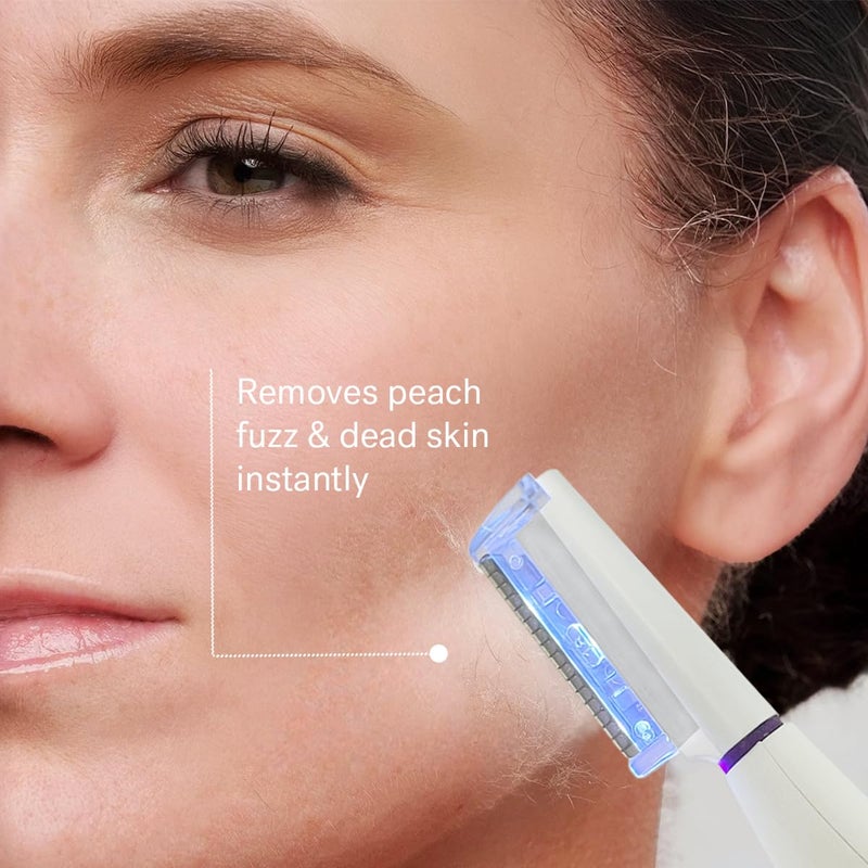 Michael Todd Beauty Sonicsmooth Pro+ Dermaplane Razor for Women Face + Eyebrow trimmer Dermaplaning System w/LED Light Peach Fuzz Remover -16 Dermaplaning Blades & 2 Microsmooth Exfoliation Tips - Image 3